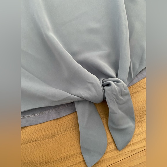 Ever New Women’s Tiffany Tie Front Top. Workwear Blue. Size XS. NWT. - Picture 4 of 7